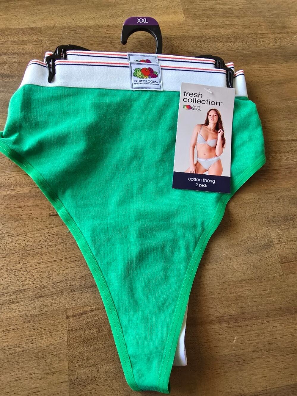 Fresh Collection by Fruit of the Loom Women's Cotton Thong 2-pack XL